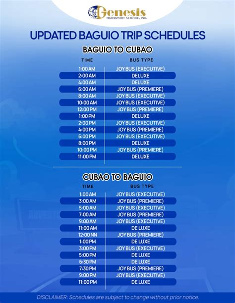 Joy Bus Manila to Baguio: Schedule, Tickets, Fares .